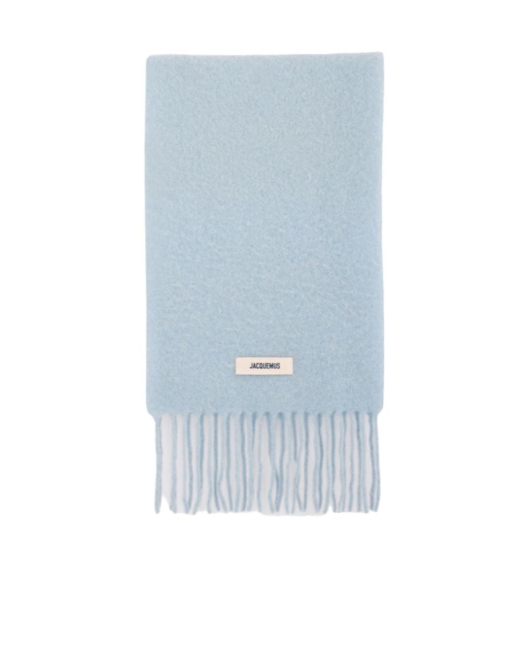 Jacquemus Blue Logo Patch Fringed Scarf