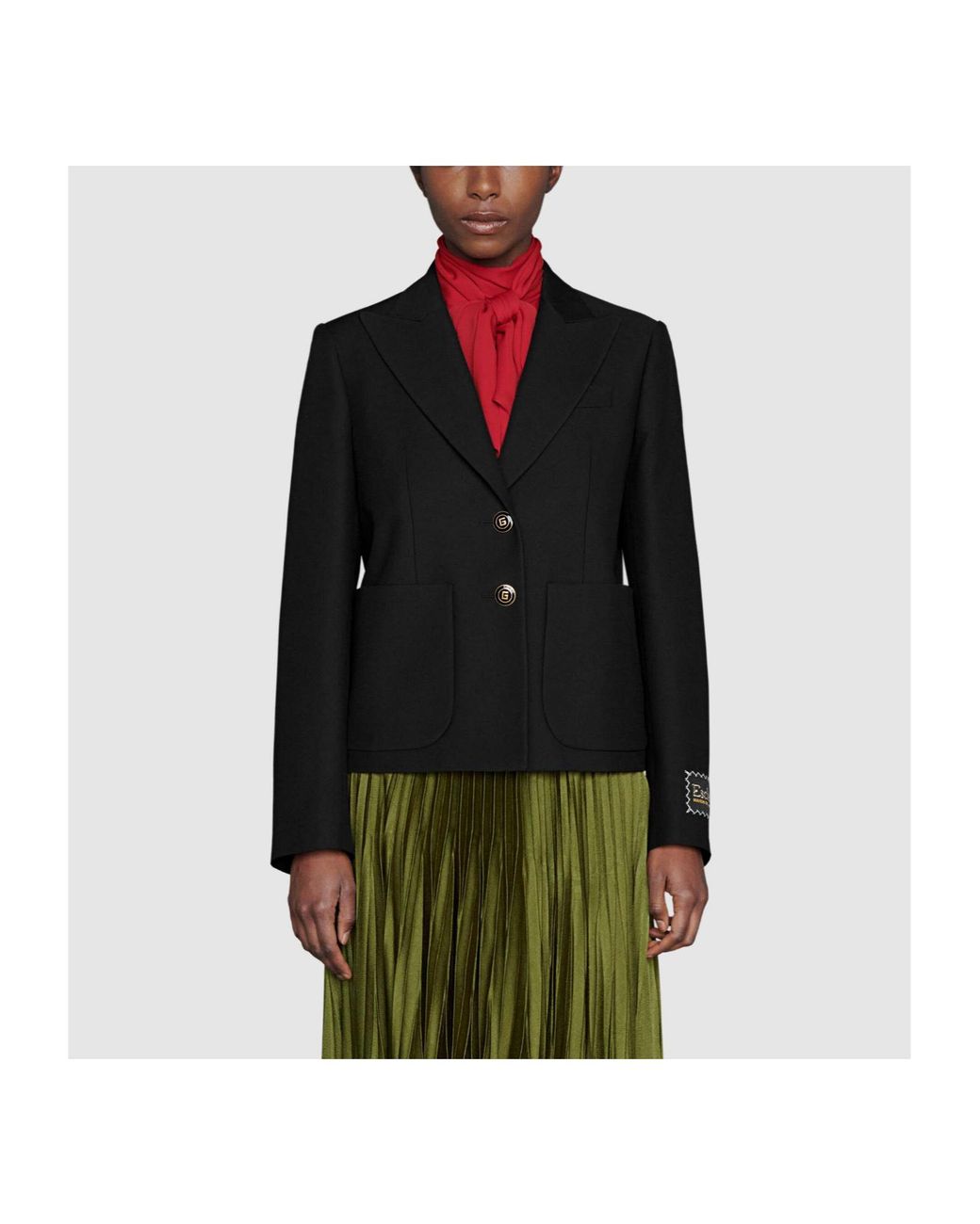 Gucci Black Patch Detail Single-Breasted Blazer