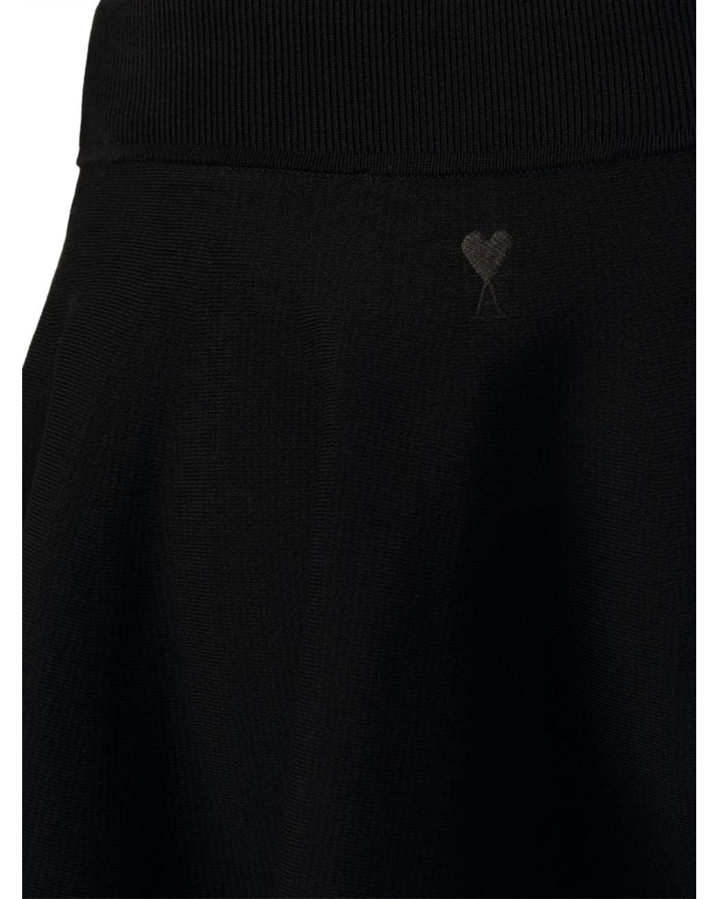 AMI Black Ami Ribbed Waist Flared Mini Skirt
