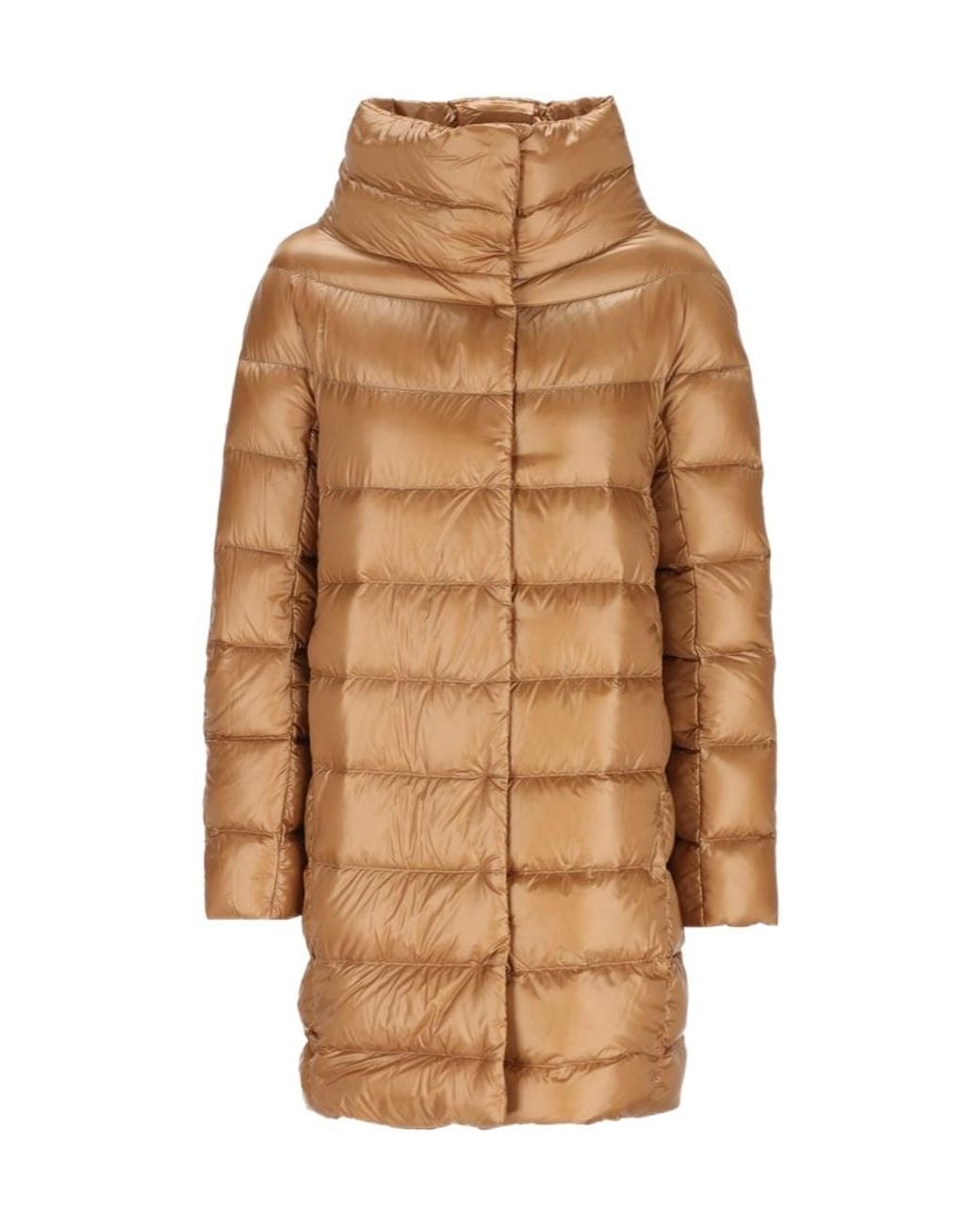 Herno Brown Quilted High-Neck Coat