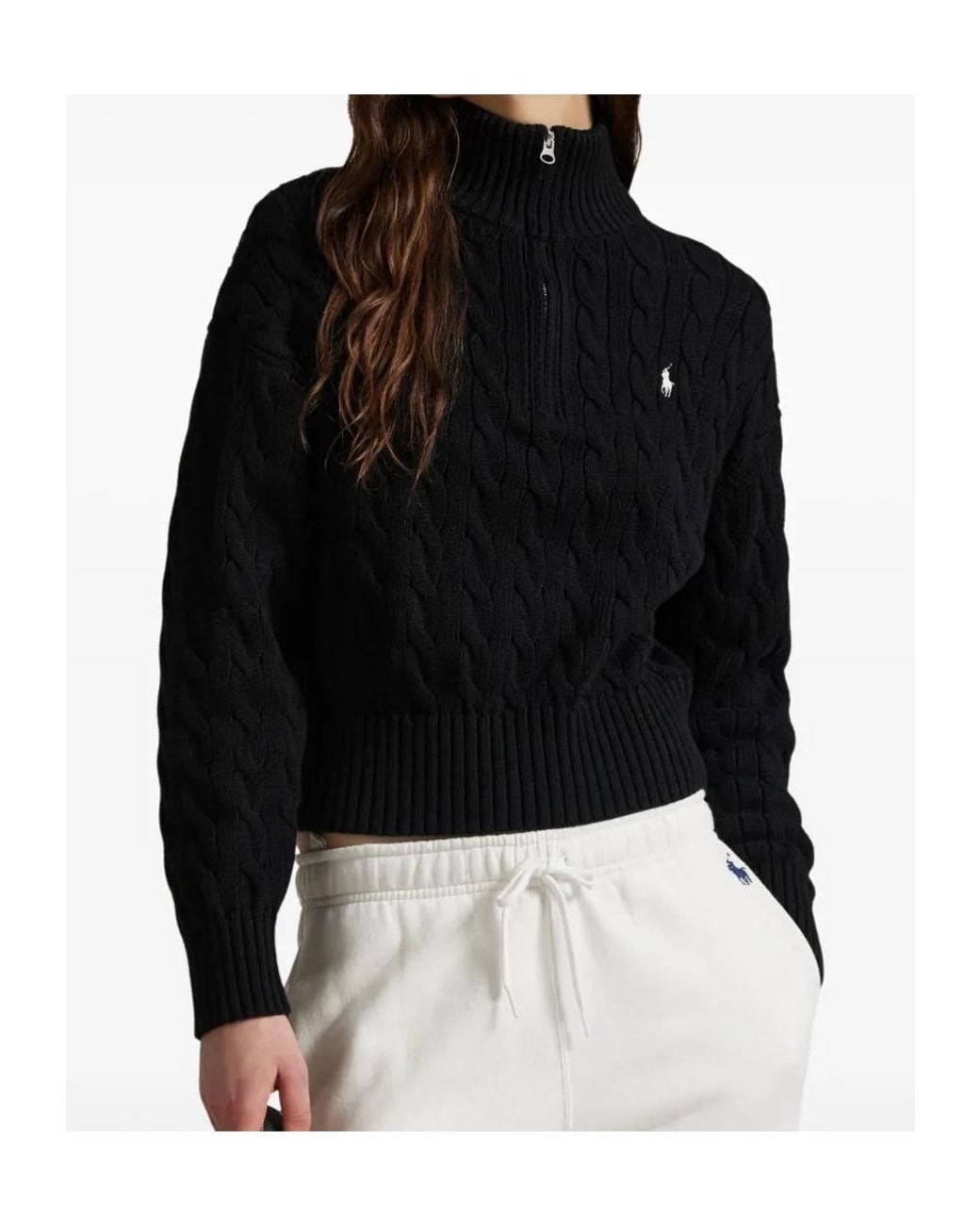 Polo Ralph Lauren Blue Cable-Knit Half-Zip Sweater