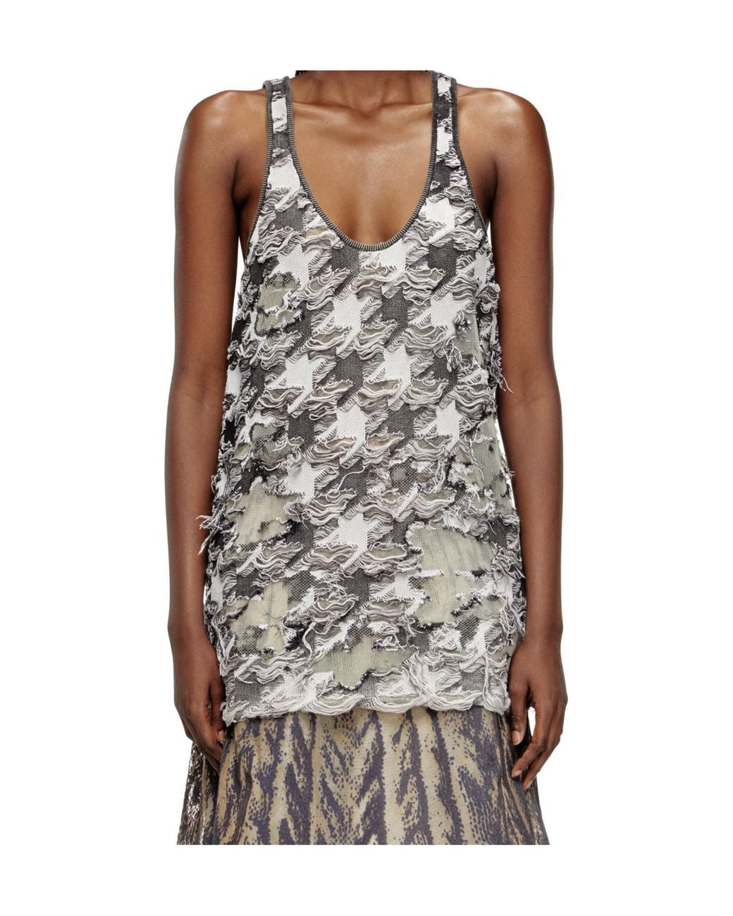 DIESEL Gray M-Signe Distressed Dress