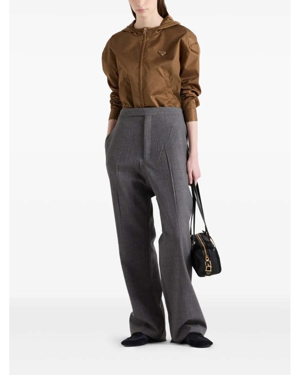 Prada Green Triangle-Logo Zipped Jacket