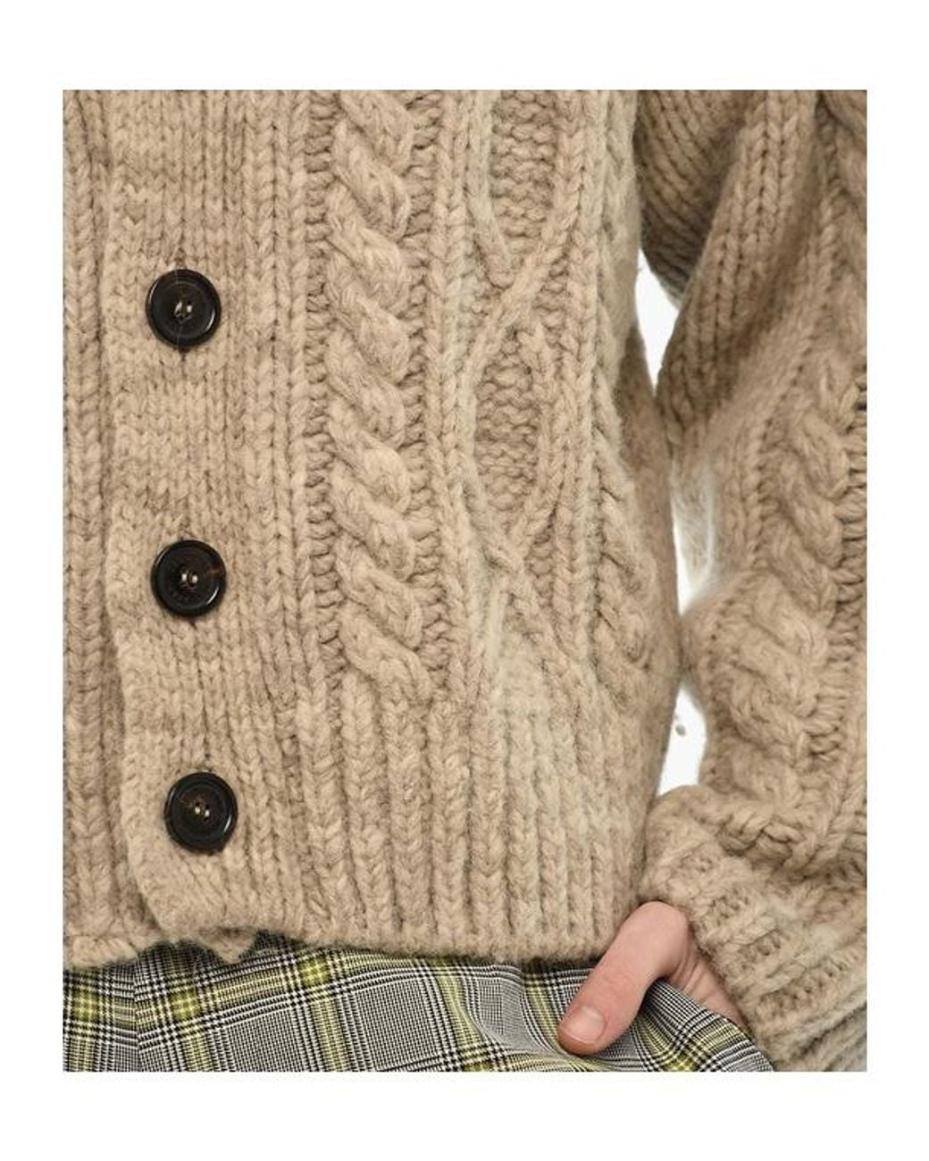 DSquared² Natural Cable-Knit V-Neck Cardigan for men