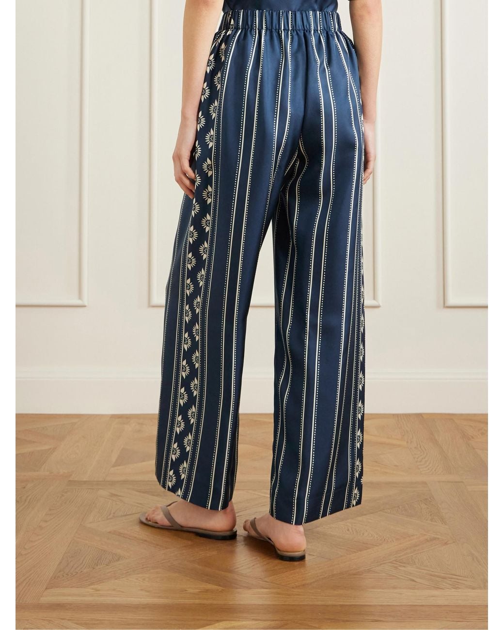 Eres Blue Striped Silk-Voile Straight-Leg Pants