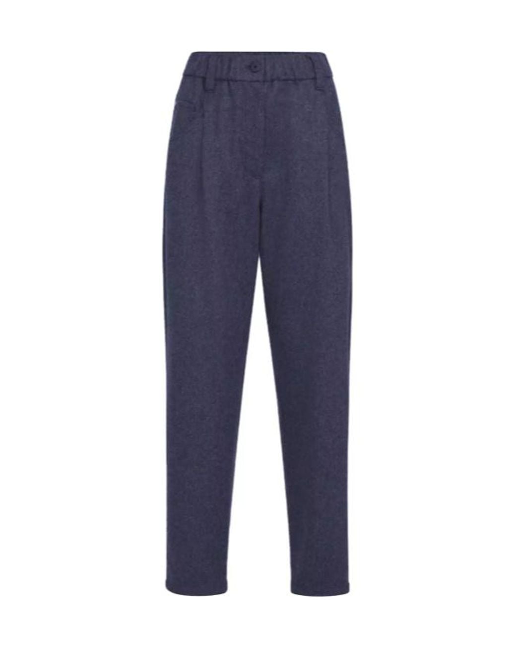 Brunello Cucinelli Blue Elastic-Waist Casual Trousers