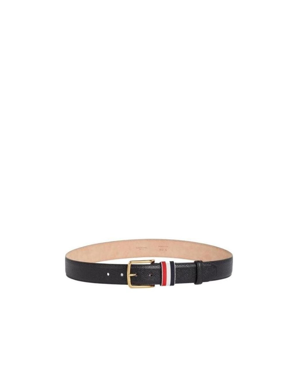 Thom Browne White Striped Buckle Belt for men