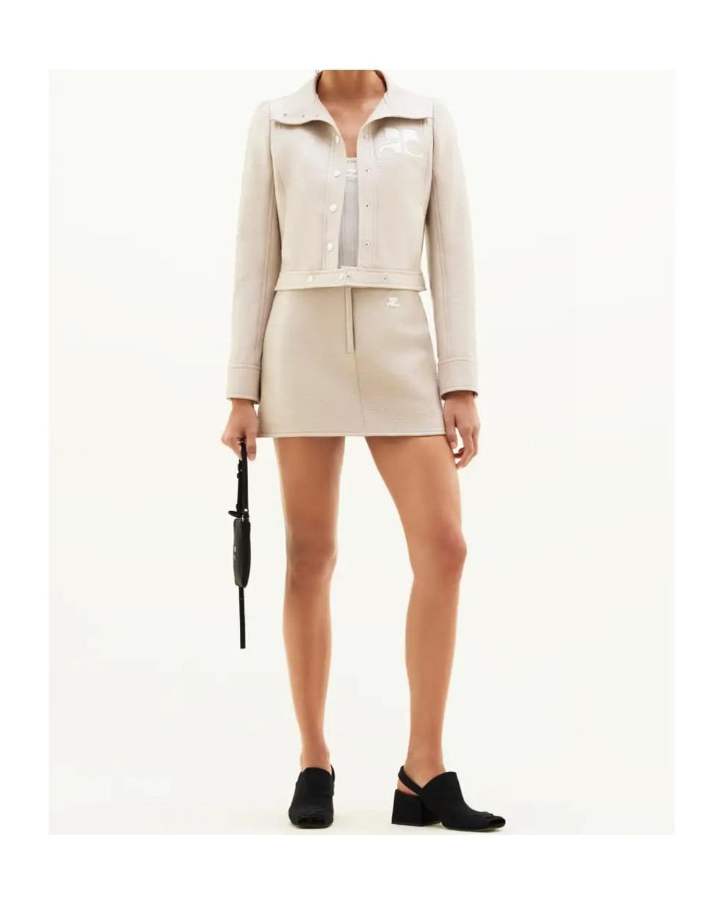 Courreges White Courrèges Vinyl Straight Hem Cropped Jacket