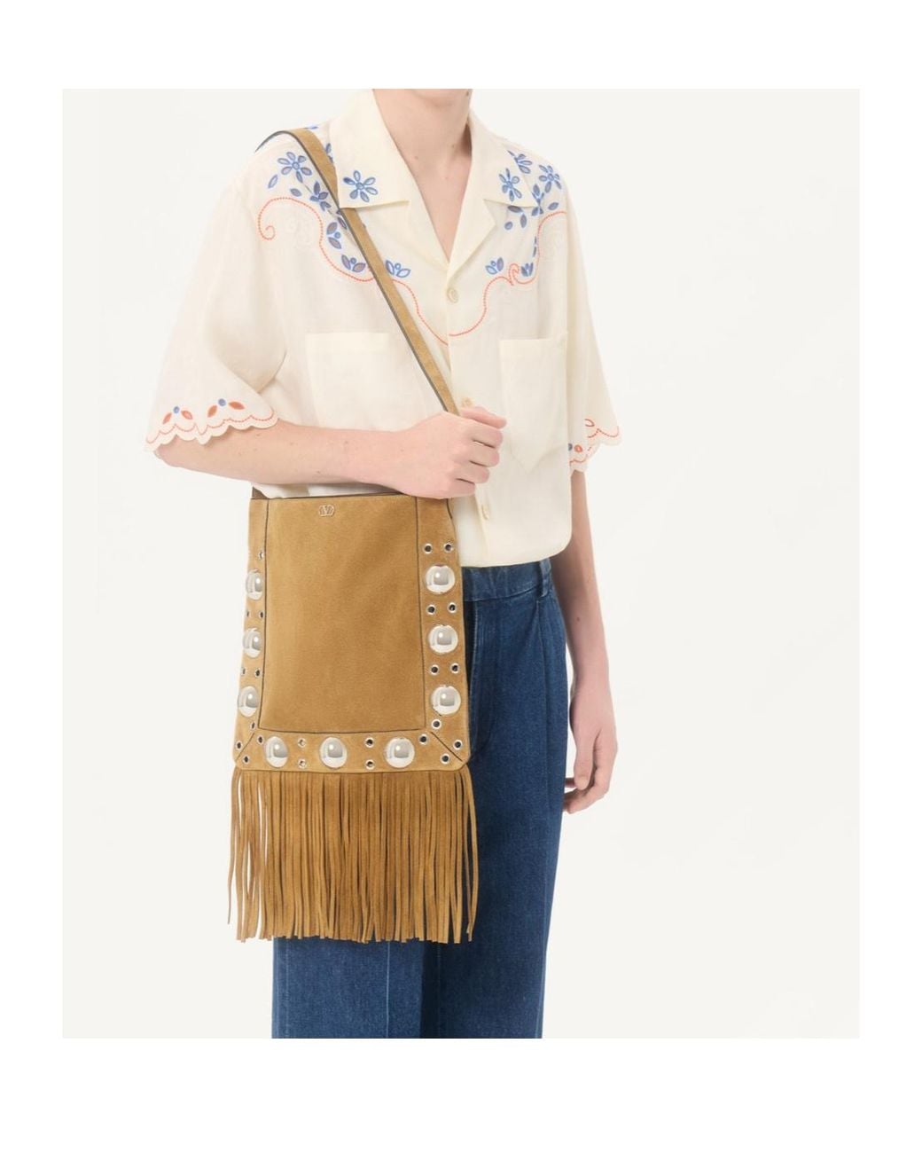 Valentino White Embroidered Button-Up Bowling Shirt for men