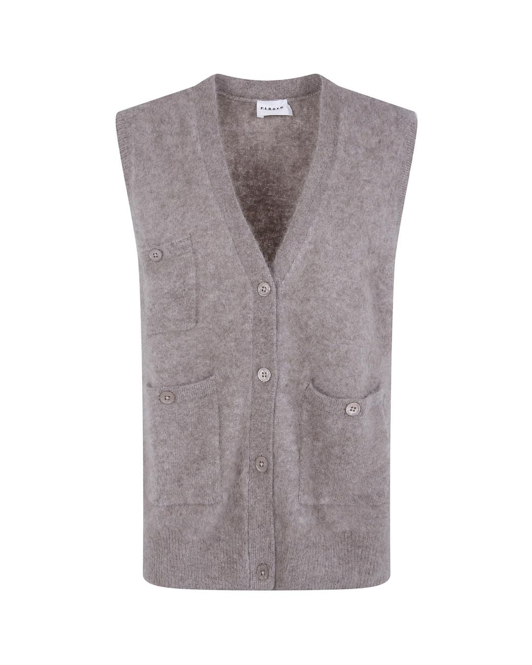 P.A.R.O.S.H. Gray Button-Front Knit Vest