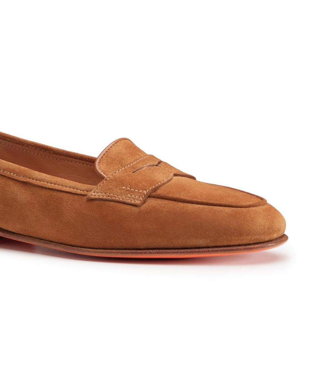 Santoni Brown Round-Toe Penny Loafers