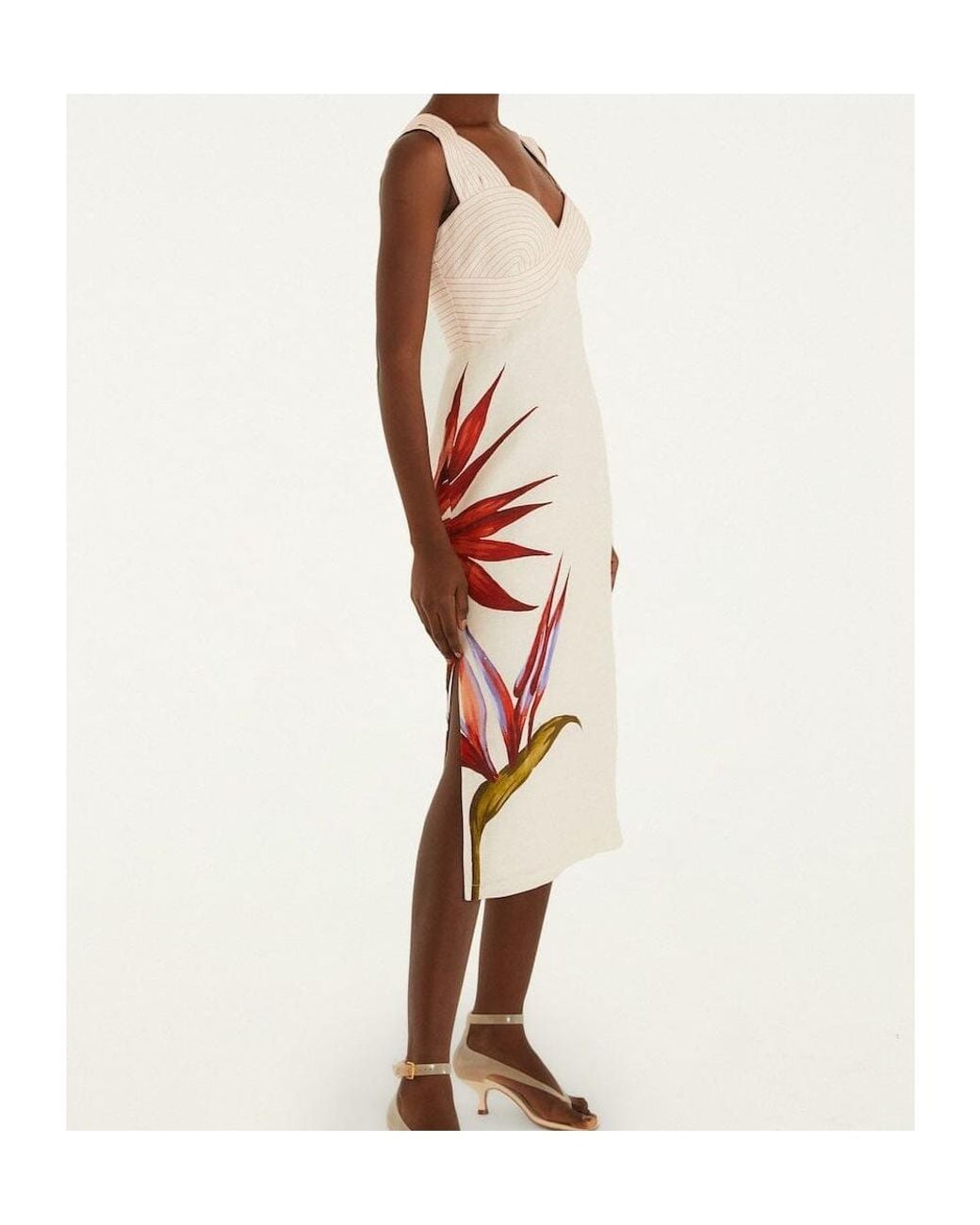 Farm Rio White Floral Twisted Strap Dress