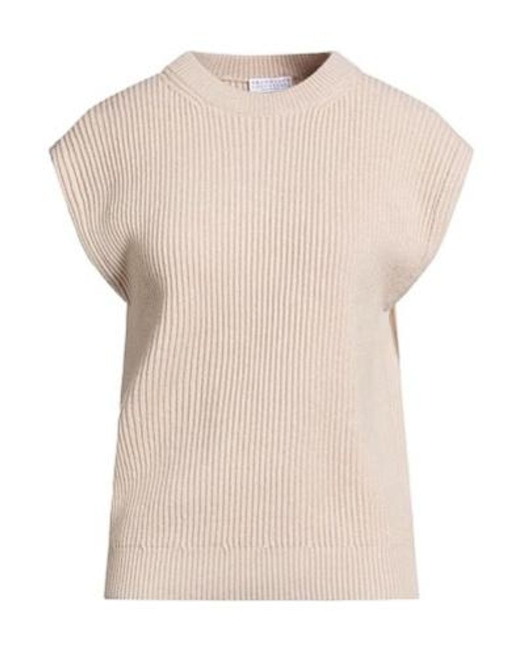 Brunello Cucinelli Natural Solidcolor Sleeveless Knit Top