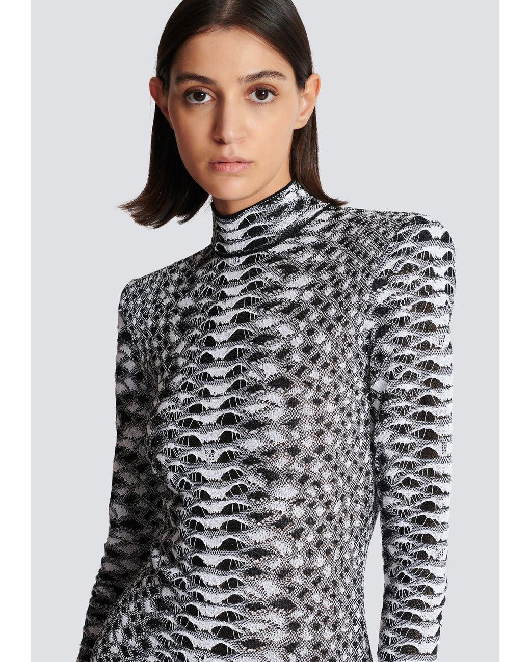 Balmain Multicolor Short Snakeskin Textured Knit Dress