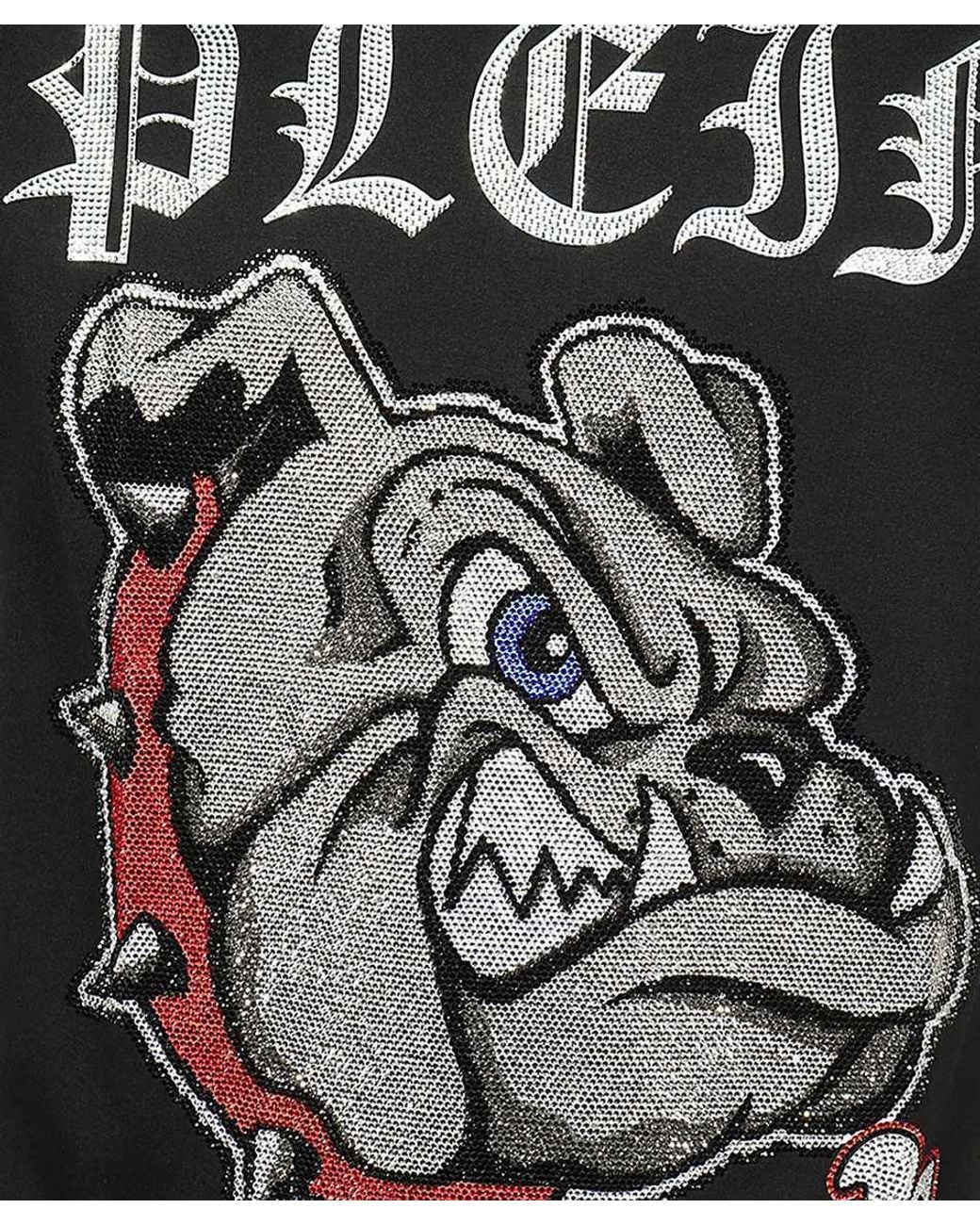 Philipp Plein Black Graphic-Print Cotton T-Shirt for men