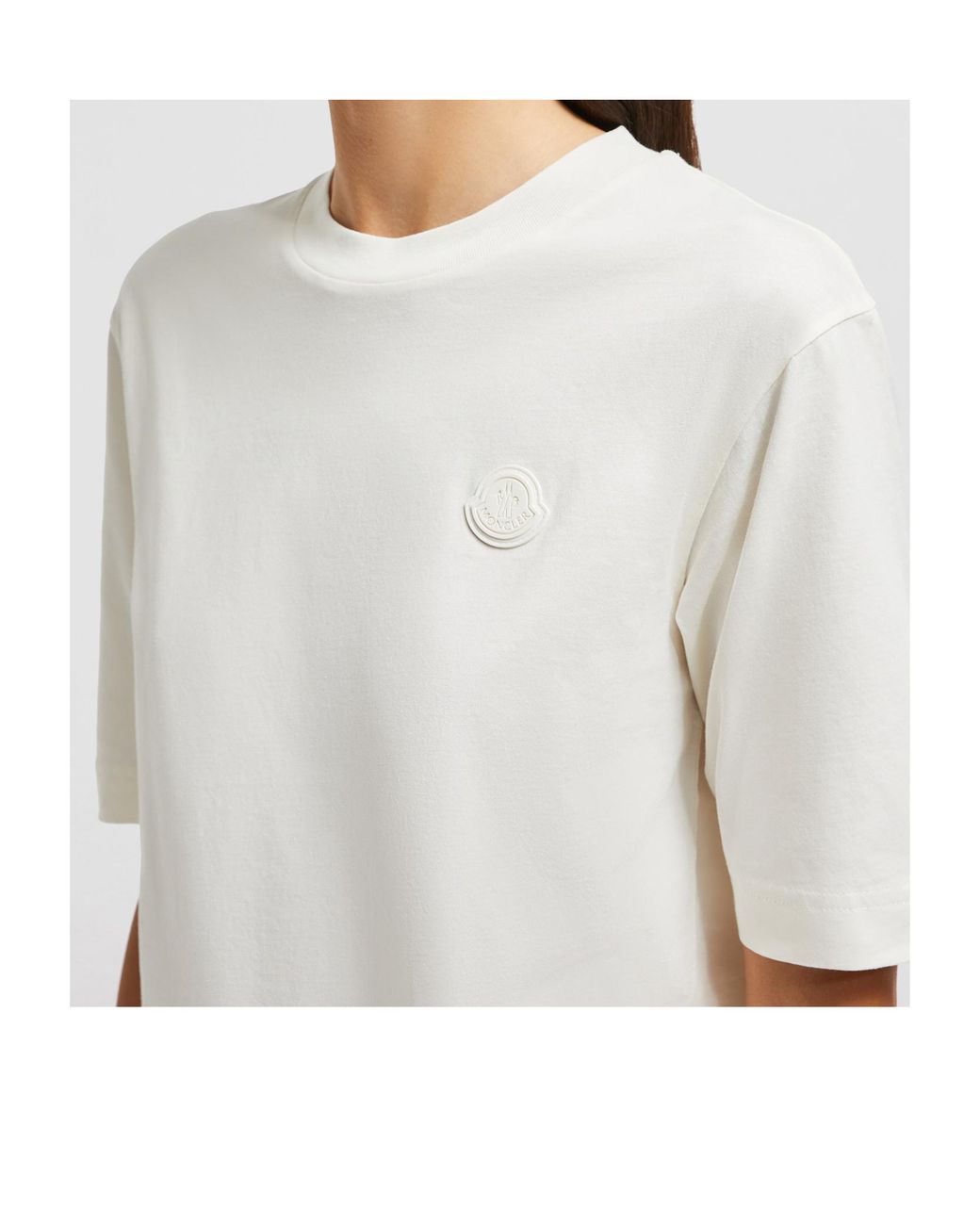 Moncler White Silicone Logo Patch T-Shirt
