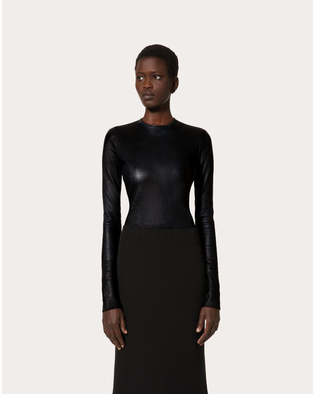 Valentino Black Stretch Long-Sleeved Blouse