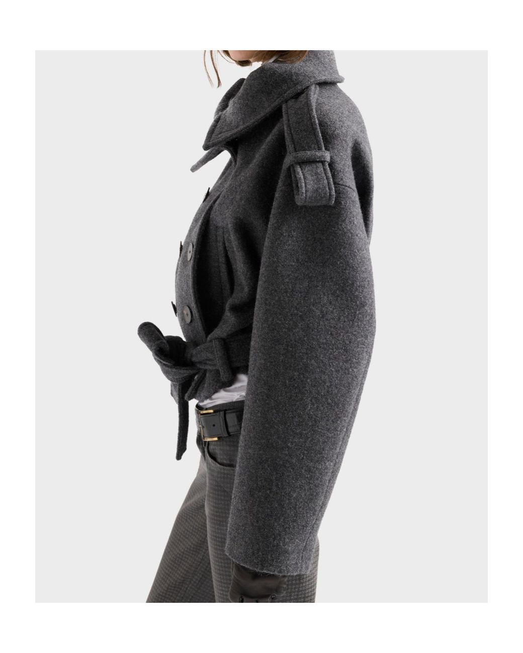 7 For All Mankind Black Double-Breasted Short Coat