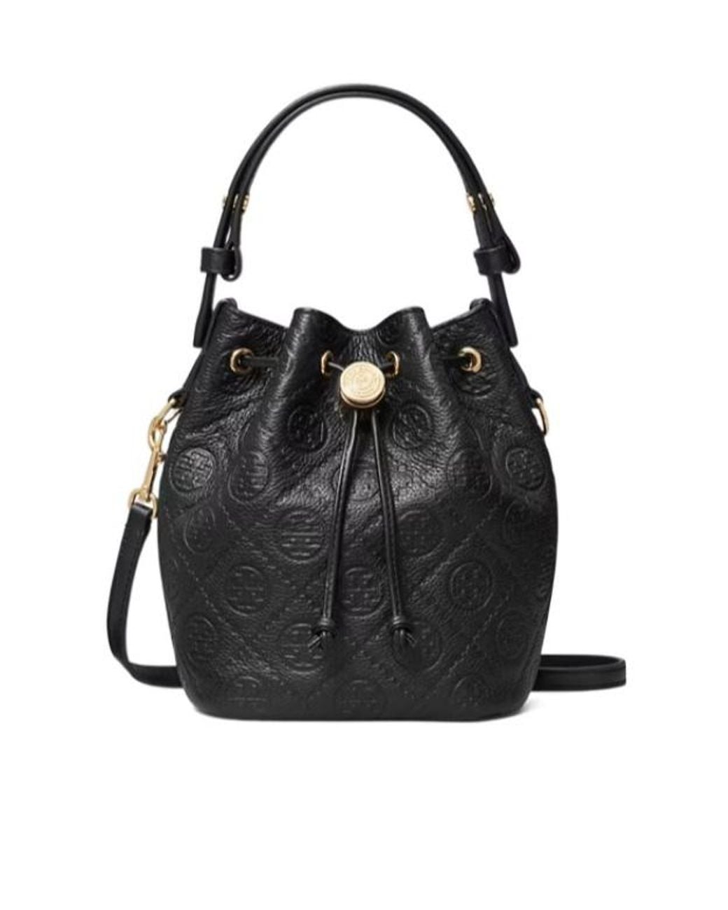 Tory Burch Black T Monogram Mini Bucket Bag