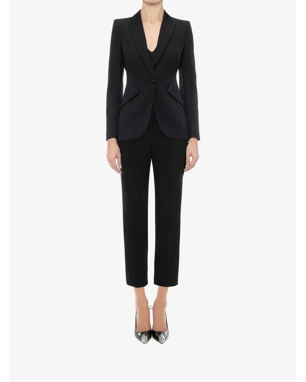 McQueen Black Cigarette Cropped Trousers