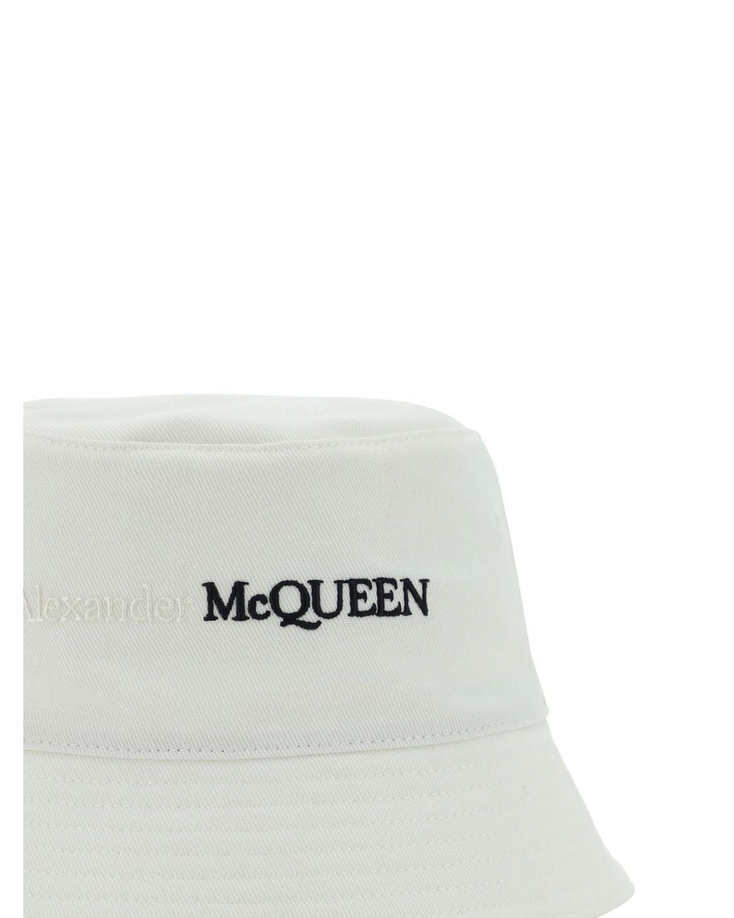 McQueen White Logo Embroidered Bucket Hat for men