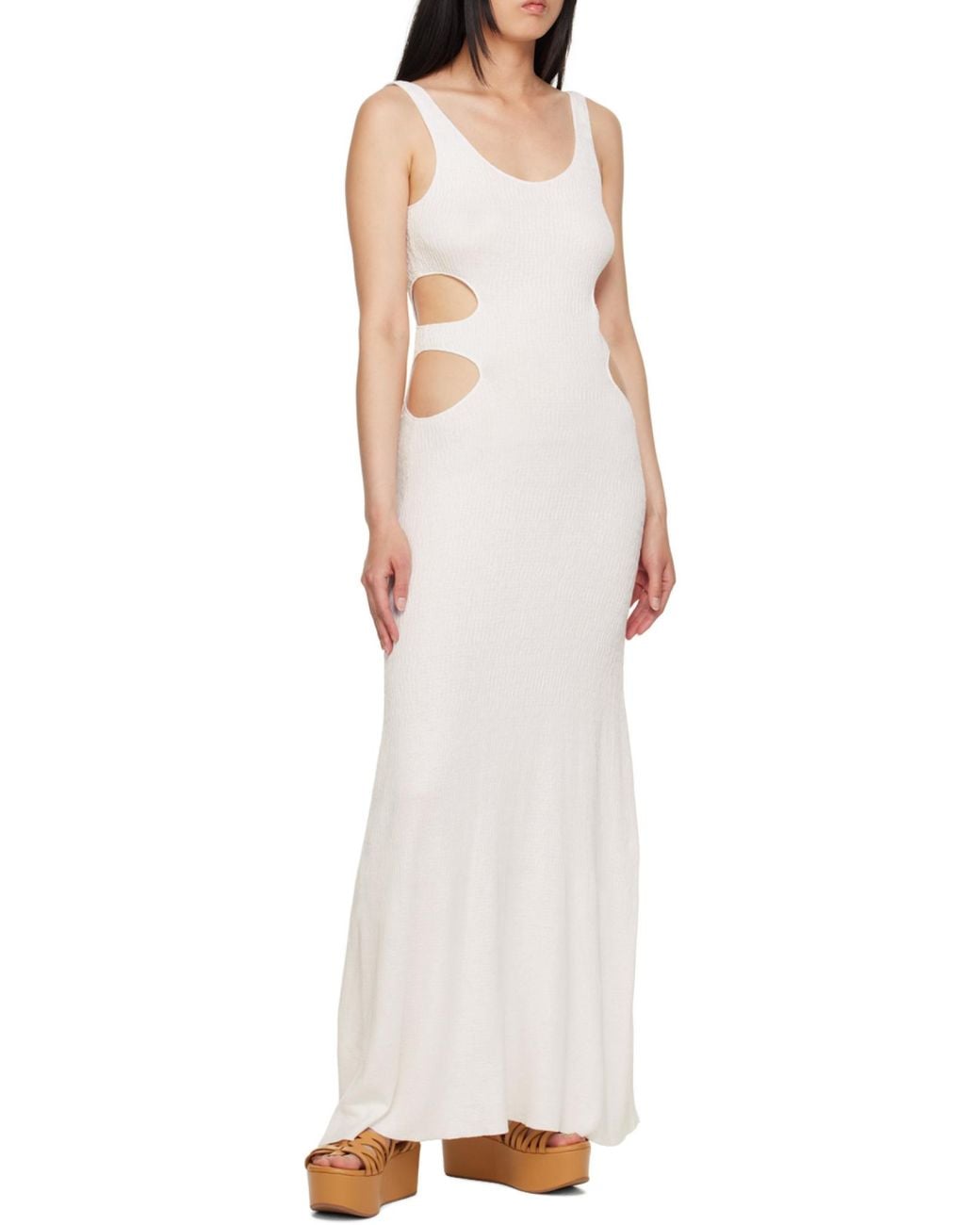 Chloé White Chloé Cut-Out Sleeveless Maxi Dress