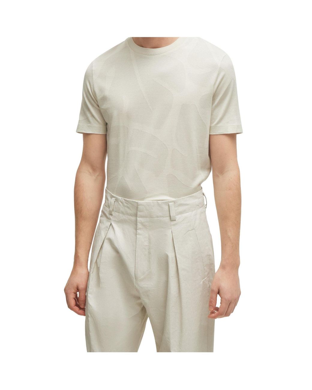 Boss White Short-Sleeve Crew-Neck T-Shirt for men