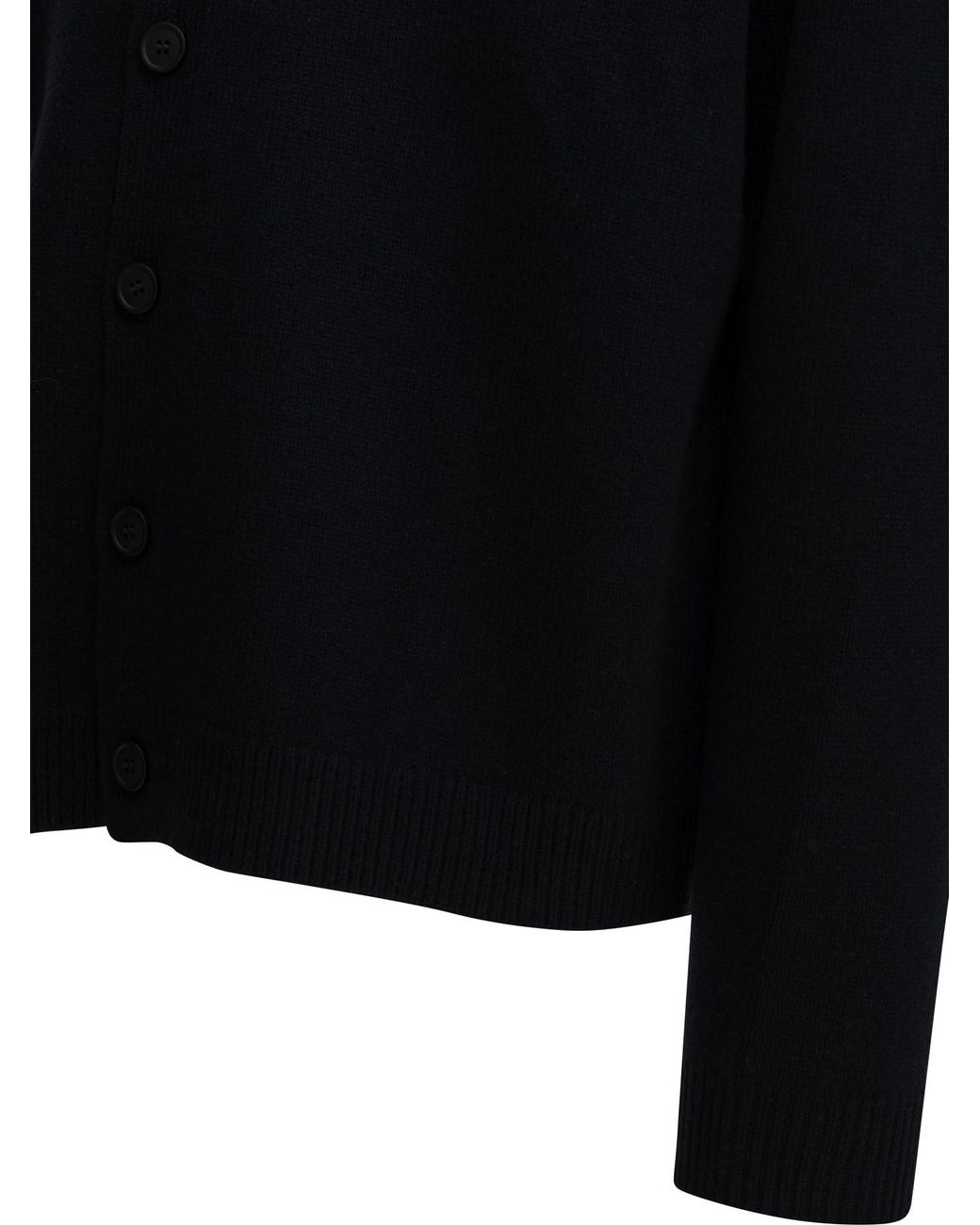 Maison Kitsuné Black V-Neck Wool Cardigan for men
