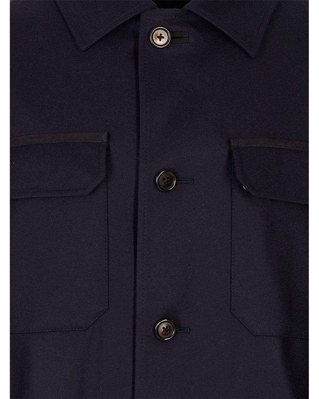 Corneliani Blue Button-Up Multi-Pocket Jacket for men