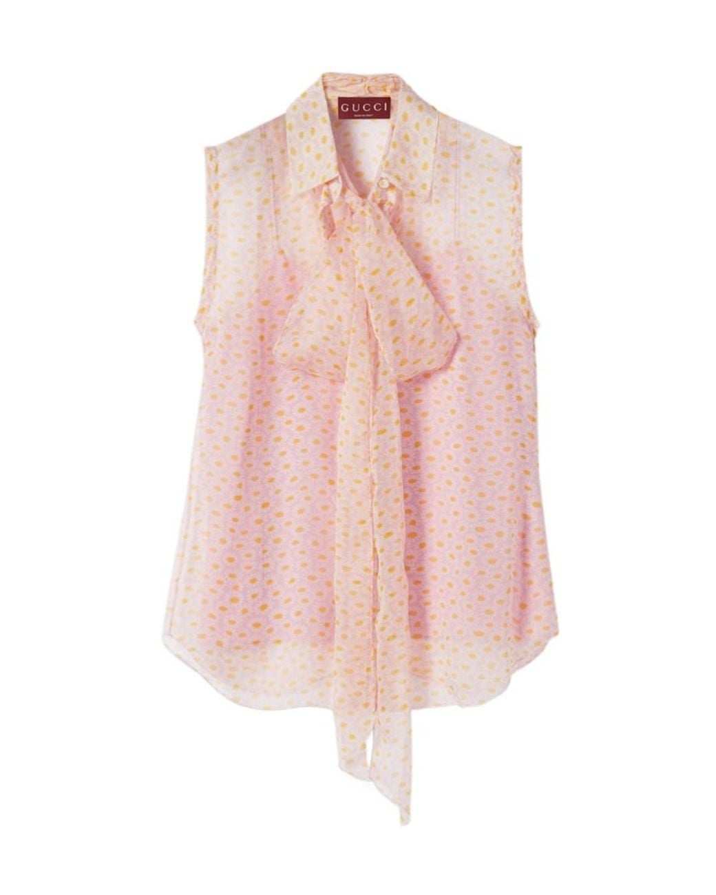 Gucci Pink Printed Neck-Bow Sleeveless Top