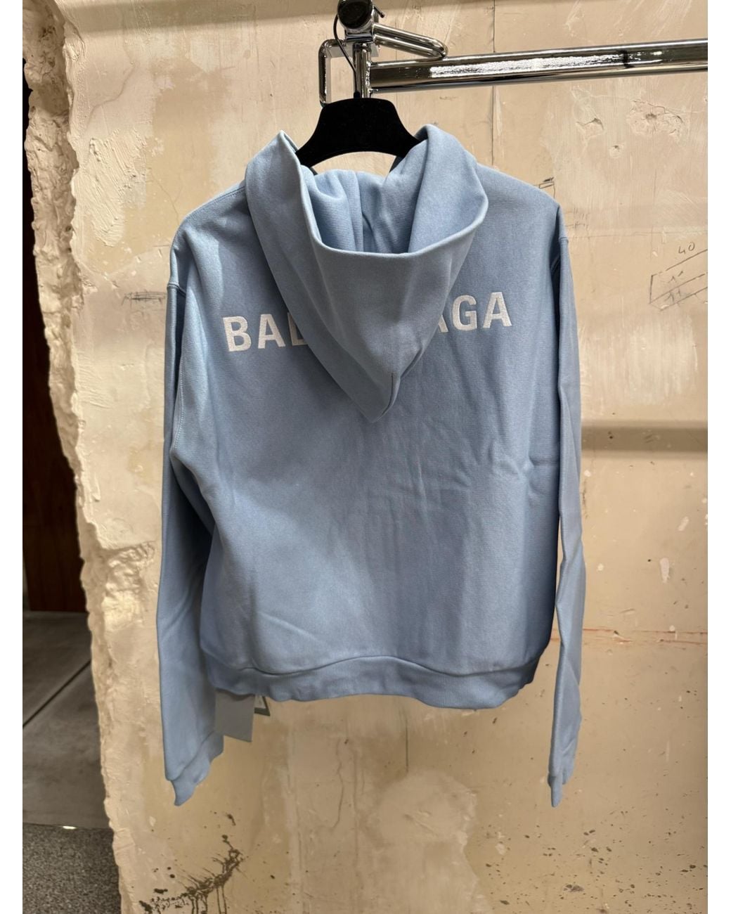 Balenciaga Blue Cotton Zip-Up Hoodie