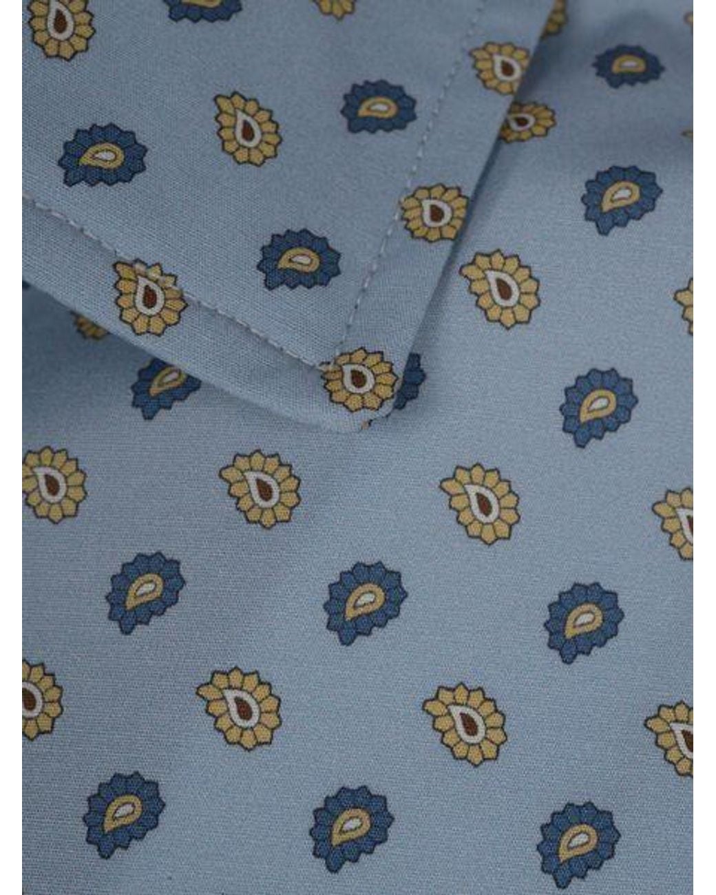 Etro Blue Paisley-Printed Stretch Shirt for men