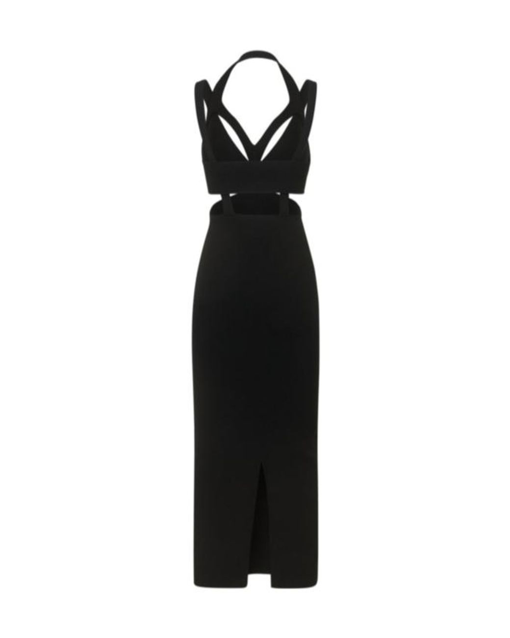 Dion Lee Black Rib Knit Interlink Crossed Midi Dress