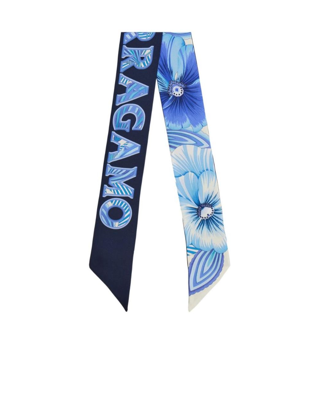 Ferragamo Blue Brezza Print Silk Bandeau