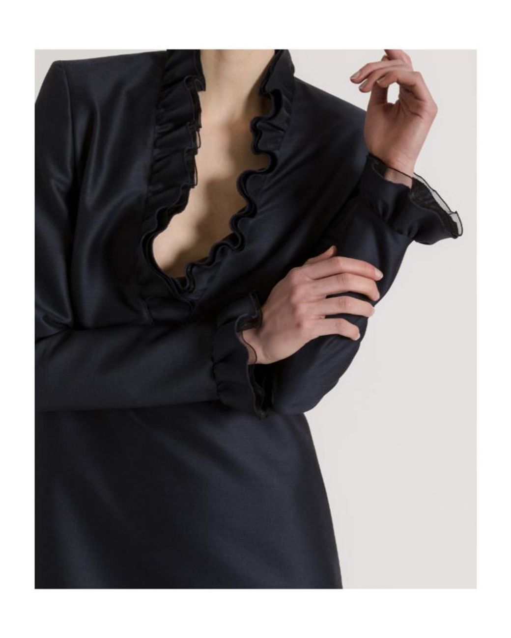 Alberta Ferretti Blue Short Wool And Silk Dress With Ruffled Details