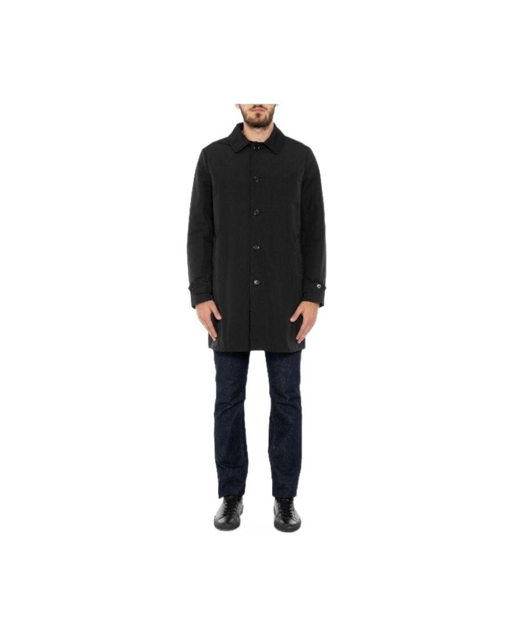 Aspesi Blue Loose Fit Buttoned Coat for men