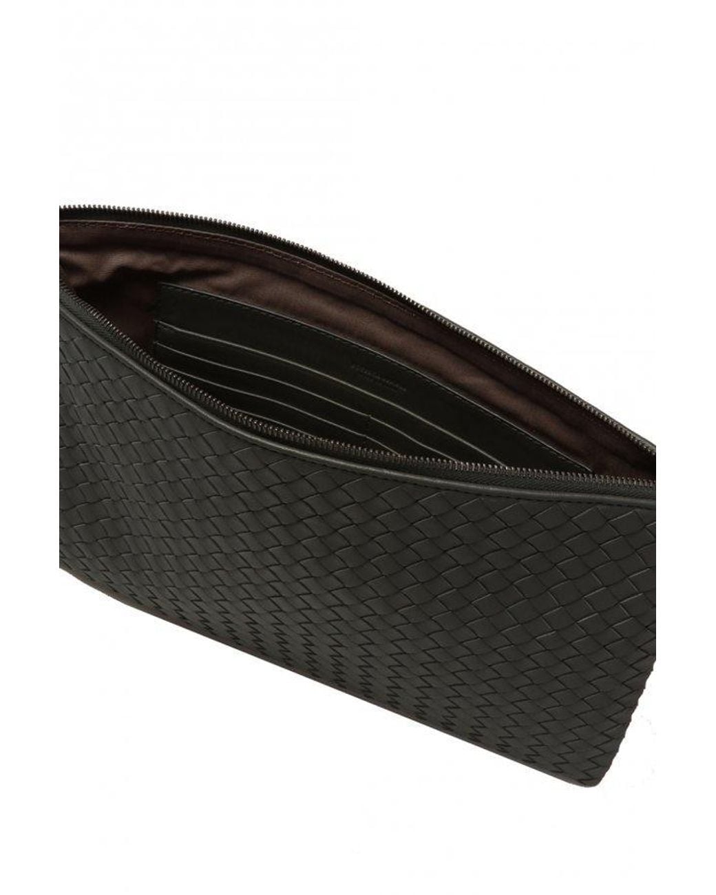 Bottega Veneta Gray Intrecciato Weave Clutch Bag