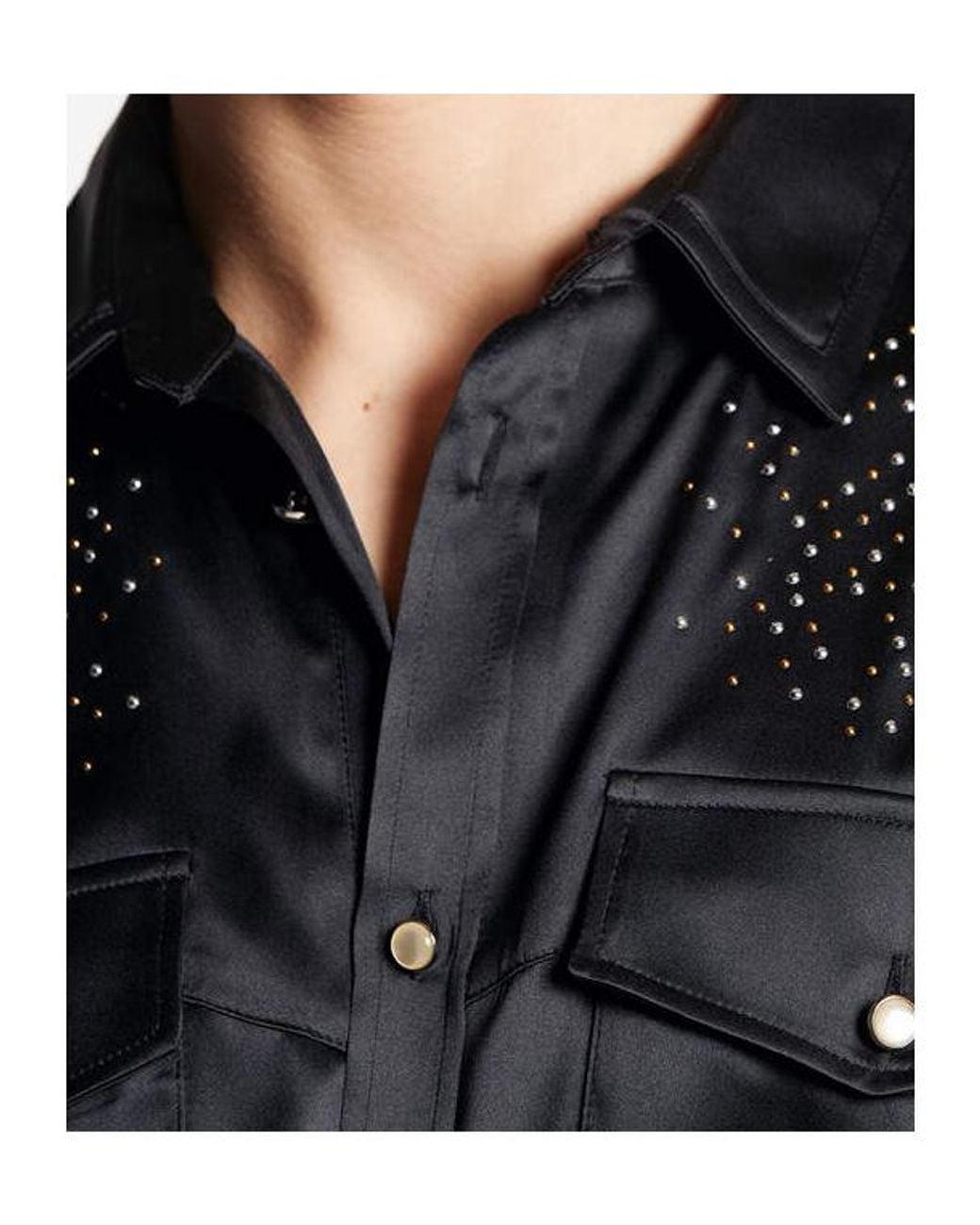 DSquared² Black Micro-Stud Embellished Long Sleeved Shirt for men
