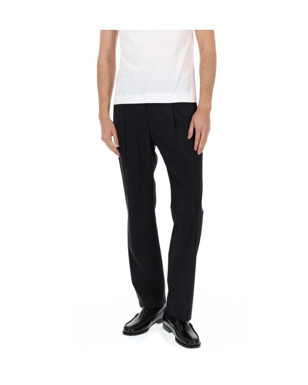 Herno Black Pleated Tailored Trousers for men