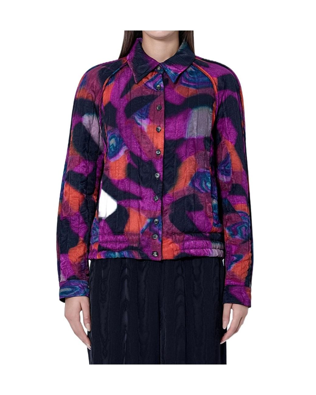 Dries Van Noten Blue Button-Down Quilted Jacket