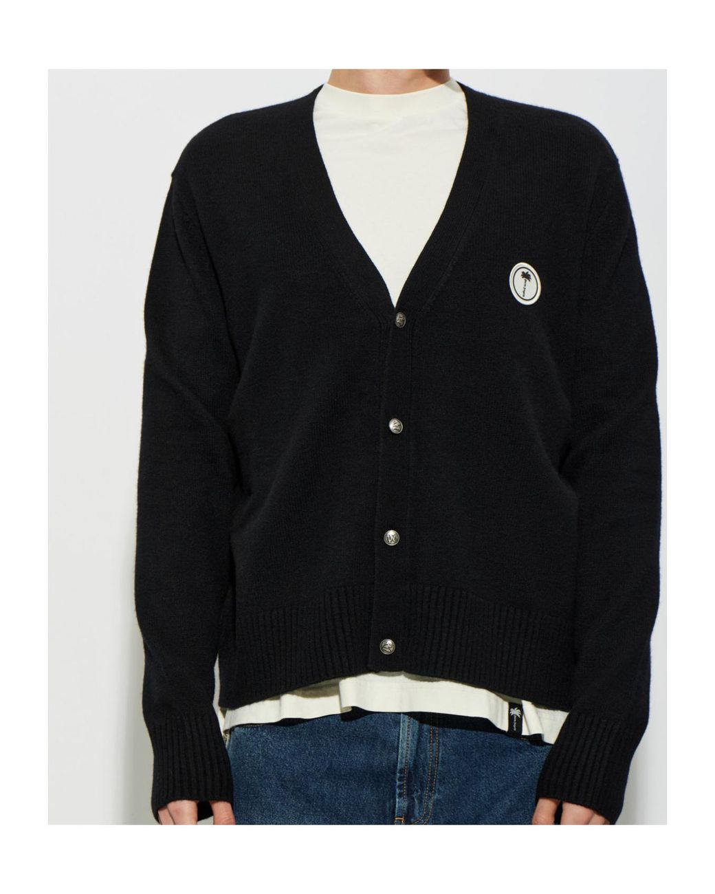 Palm Angels Black Long-Sleeve Cardigan for men