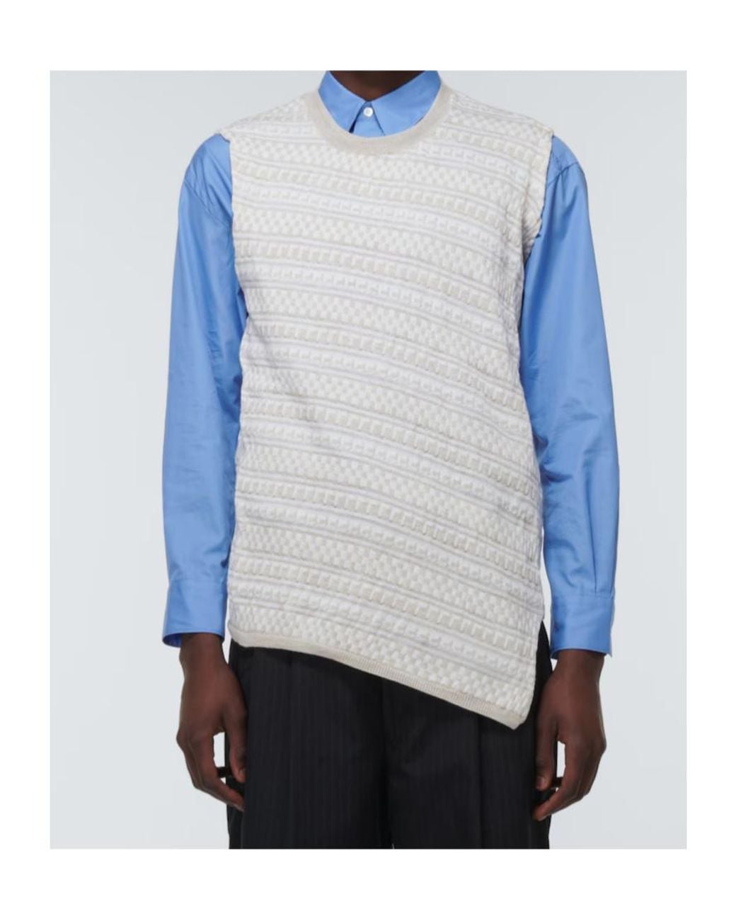 Comme des Garçons White Intarsia Knitted Vest for men