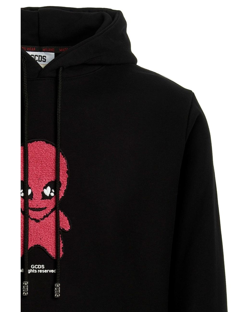 Gcds Black Weirdo Drawstring Hoodie for men