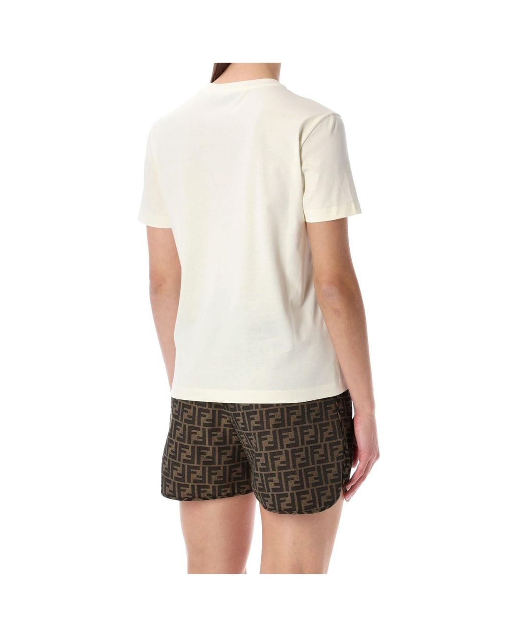 Fendi Natural Nigthfly Printed Crewneck T-Shirt