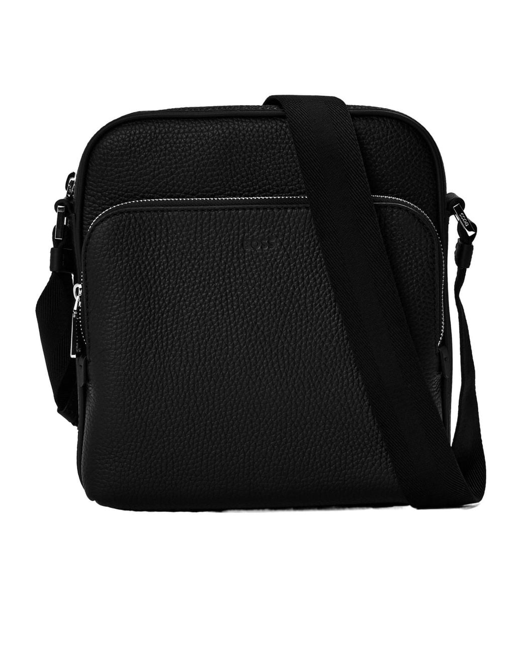 Boss Black Pebbledleather Vertical Crossbody Bag for men