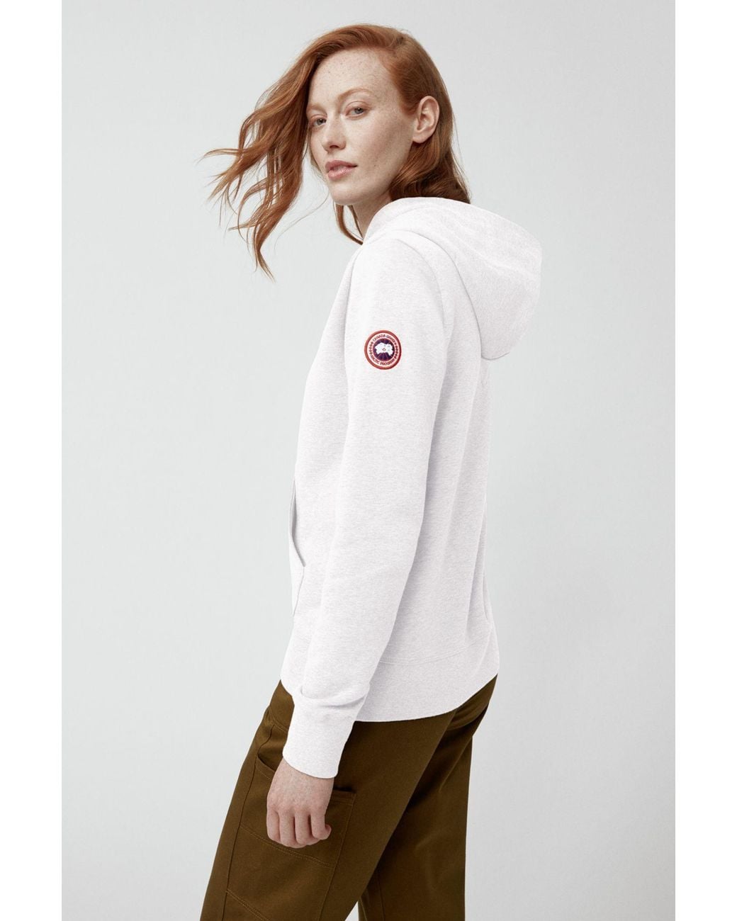 Canada Goose White Logo-Patch Cotton Hoodie