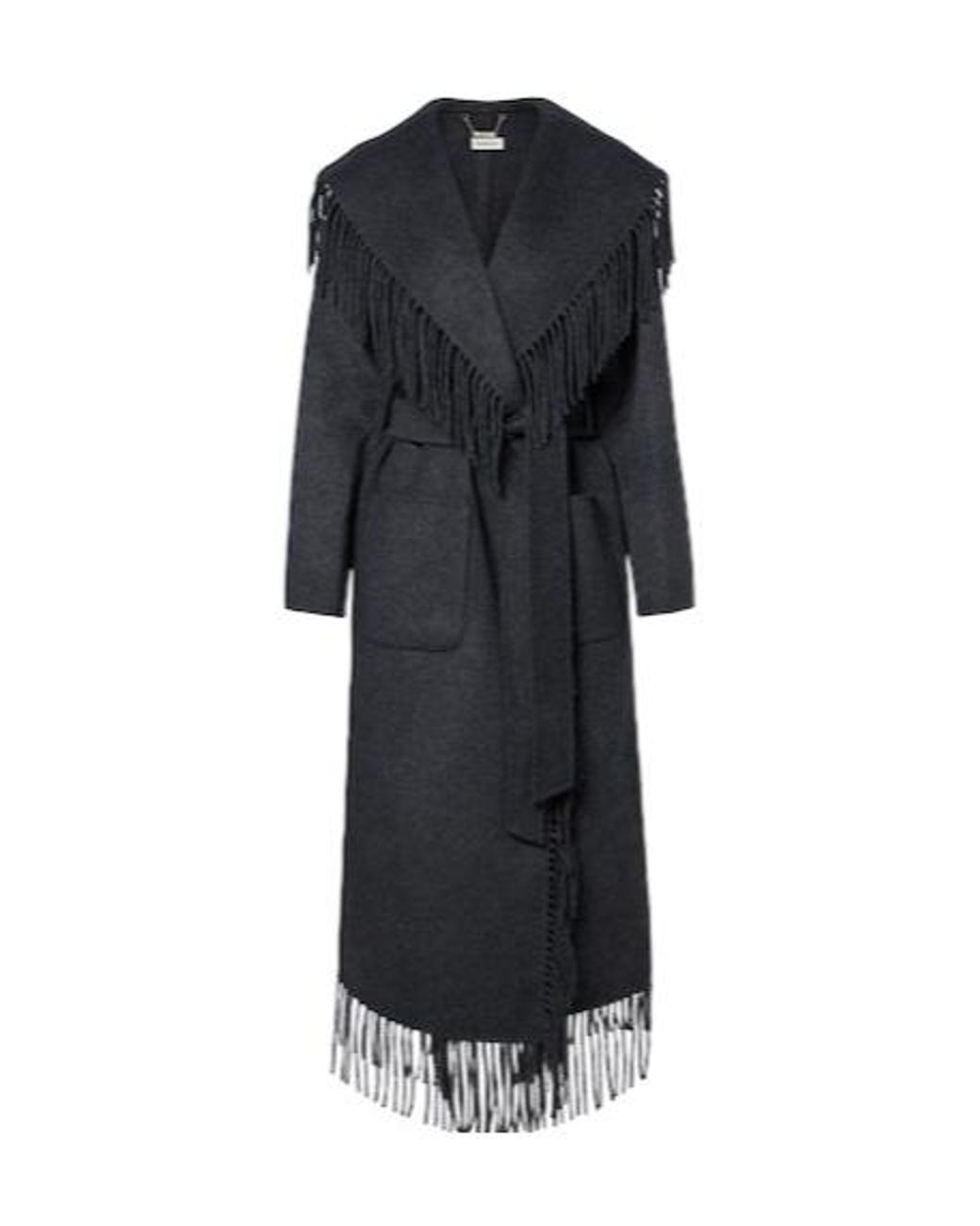 Jonathan Simkhai Black Carrie Fringed Wrap Coat