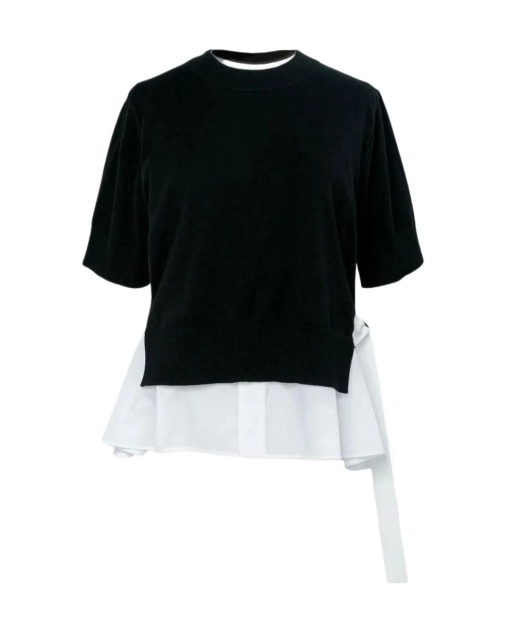 Sacai Black Contrast Panel Knitted Top