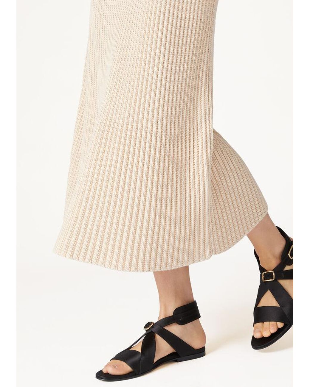 Loro Piana Natural Ikeda Pleated Midi Skirt