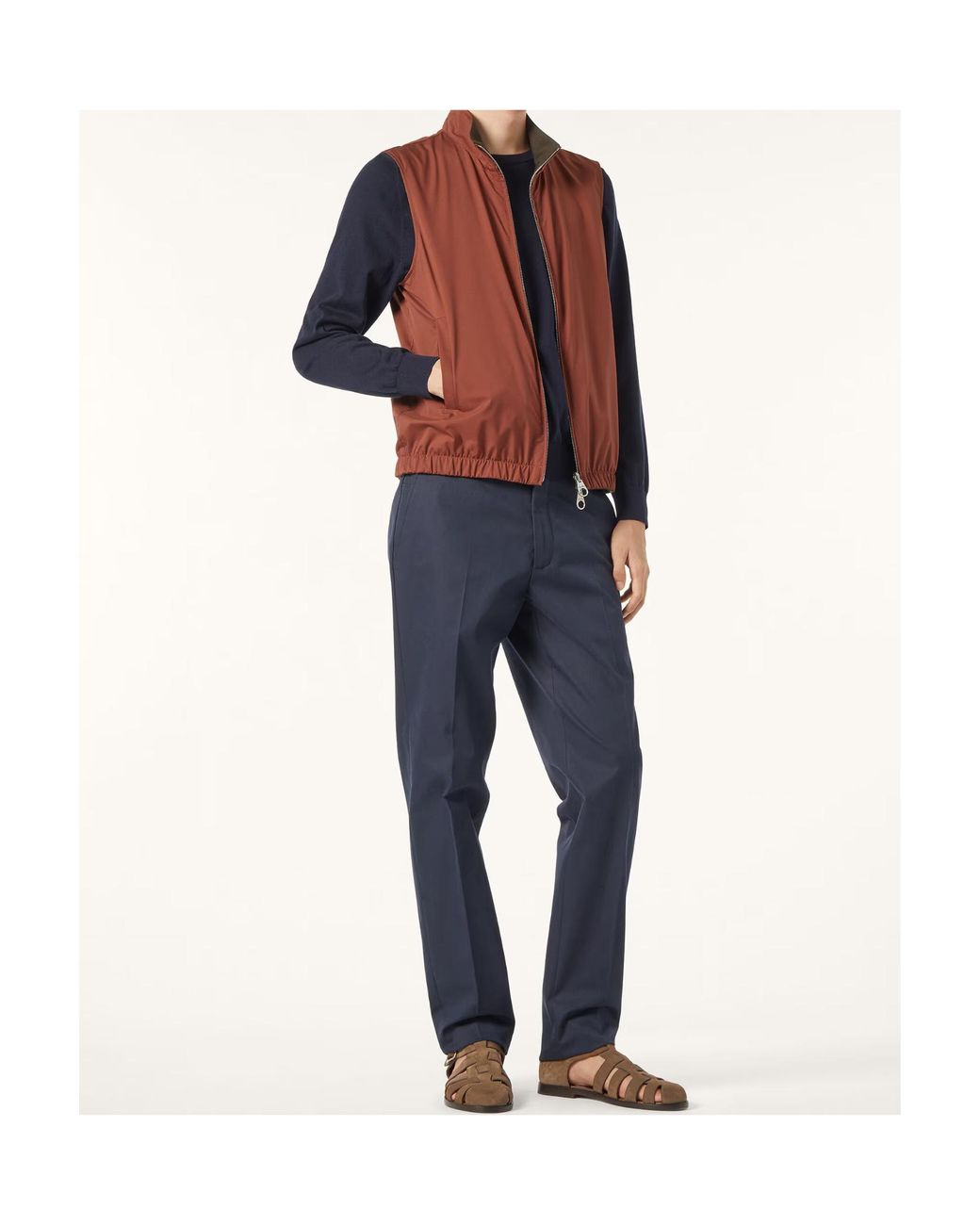 Loro Piana Blue Jarno Pressed Crease Trousers for men